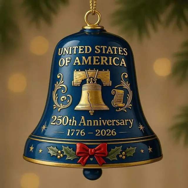 United States 250th Anniversary Bell Ornament - Image 2