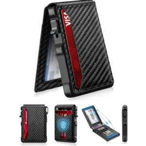 70K SOLD-Wallet for Men - with Pop Up Aluminum Case Money Clip Slim Leather Slot